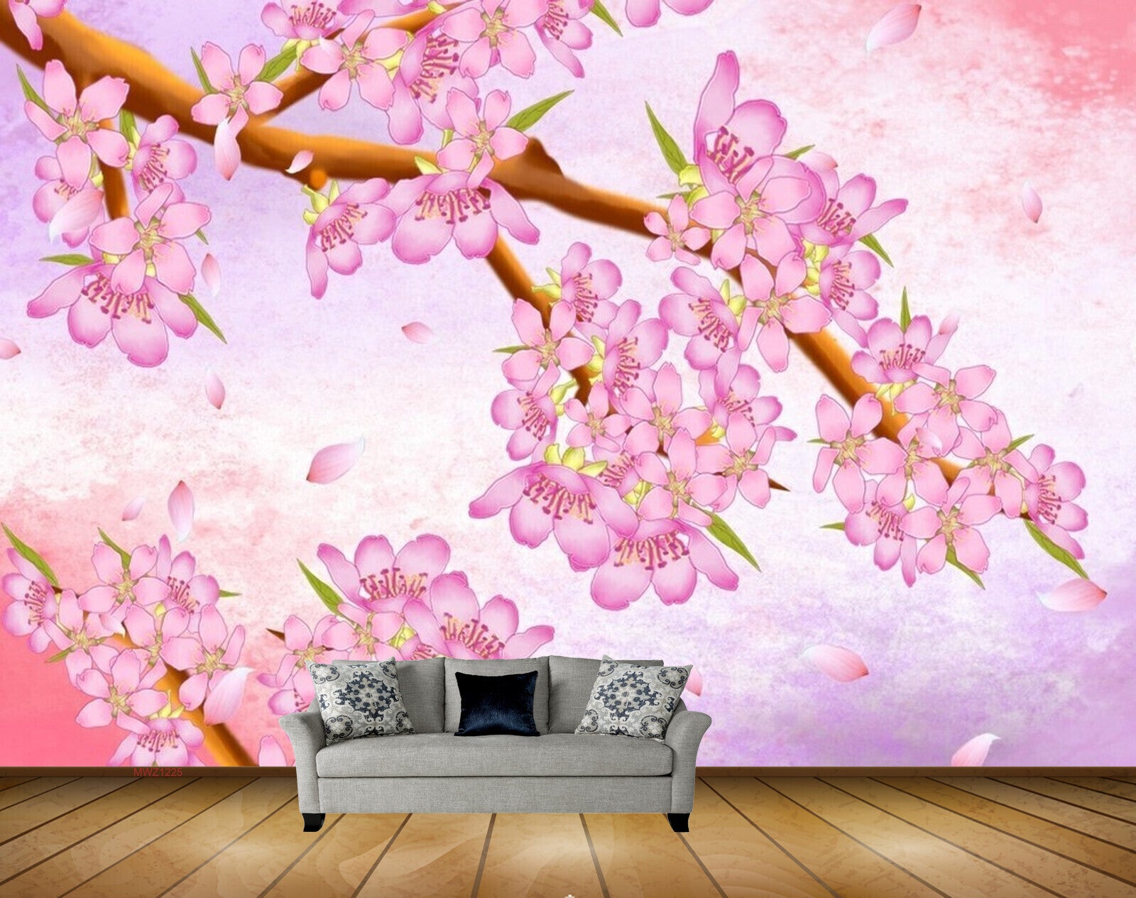 Avikalp MWZ1225 Pink Flowers Branches 3D HD Wallpaper