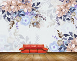 Avikalp MWZ1226 Blue Flowers Leaves HD Wallpaper