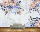 Avikalp MWZ1226 Blue Flowers Leaves 3D HD Wallpaper