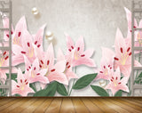 Avikalp MWZ1233 Pink Flowers Leaves 3D HD Wallpaper