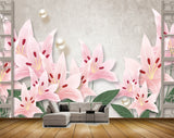 Avikalp MWZ1233 Pink Flowers Leaves 3D HD Wallpaper