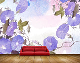 Avikalp MWZ1234 Blue Flowers Leaves 3D HD Wallpaper