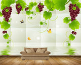 Avikalp MWZ1236 Grapes Creeepers Butterflies 3D HD Wallpaper