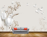 Avikalp MWZ1237 White Flowers Butterflies HD Wallpaper