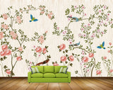 Avikalp MWZ1243 Pink White Flowers Birds 3D HD Wallpaper