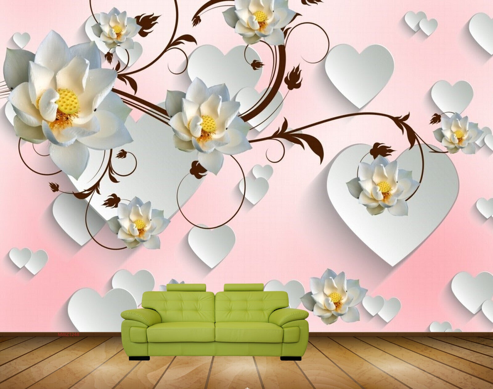 Avikalp MWZ1248 White Yellow Flowers 3D HD Wallpaper