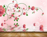 Avikalp MWZ1249 Pink Flowers Leaves 3D HD Wallpaper