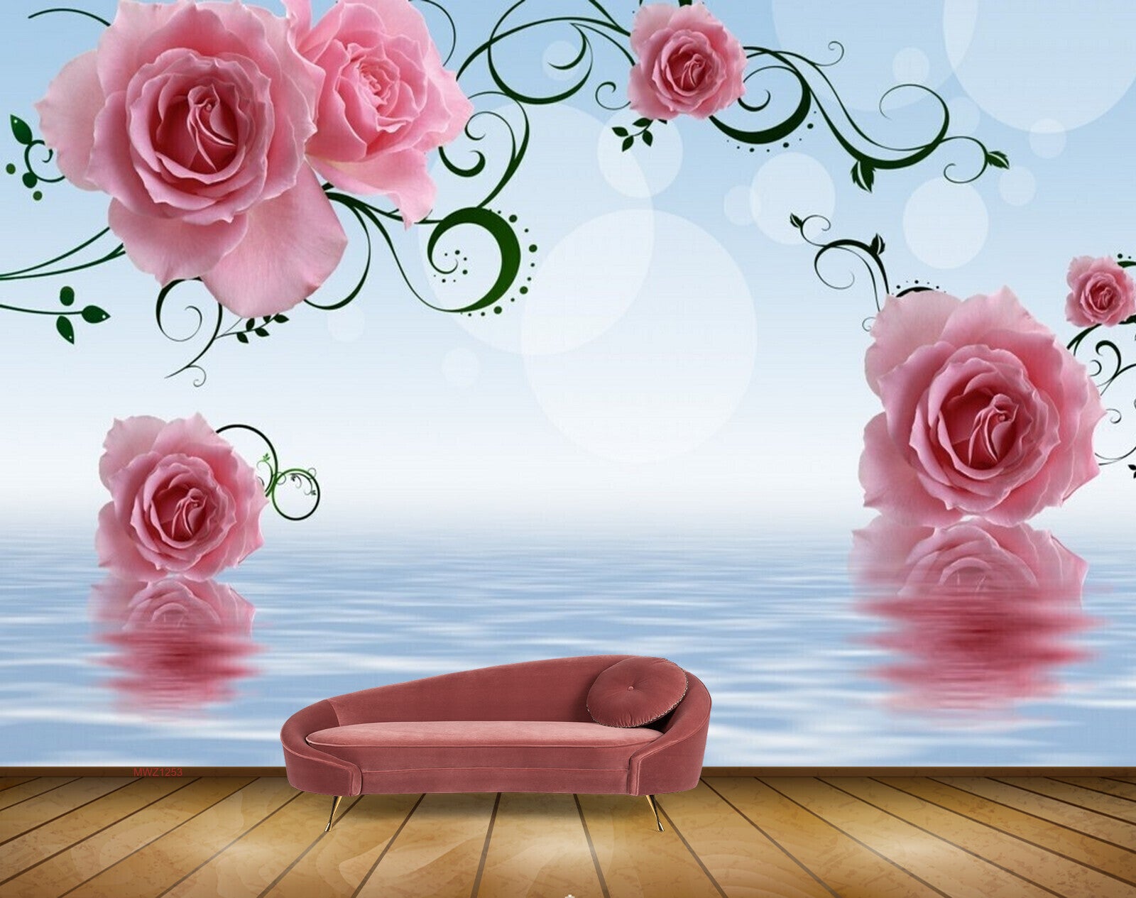 Avikalp MWZ1253 Pink Flowers Branches 3D HD Wallpaper