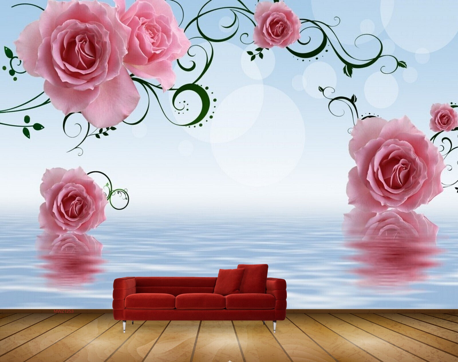Avikalp MWZ1253 Pink Flowers Branches 3D HD Wallpaper
