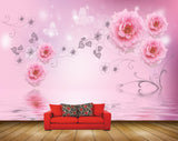 Avikalp MWZ1254 Pink Flowers Butterflies HD Wallpaper