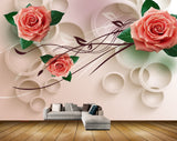 Avikalp MWZ1256 Red Rose Flowers Leaves 3D HD Wallpaper