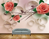 Avikalp MWZ1256 Red Rose Flowers Leaves 3D HD Wallpaper