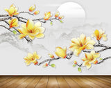 Avikalp MWZ1264 Yellow Flowers Branches Moon 3D HD Wallpaper