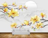 Avikalp MWZ1264 Yellow Flowers Branches Moon 3D HD Wallpaper