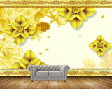 Avikalp MWZ1269 Yellow Flowers Leaves HD Wallpaper