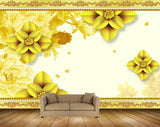 Avikalp MWZ1269 Yellow Flowers Leaves 3D HD Wallpaper