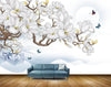 Avikalp MWZ1271 White Flowers Butterflies HD Wallpaper