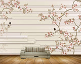 Avikalp MWZ1272 Pink White Flowers Birds 3D HD Wallpaper