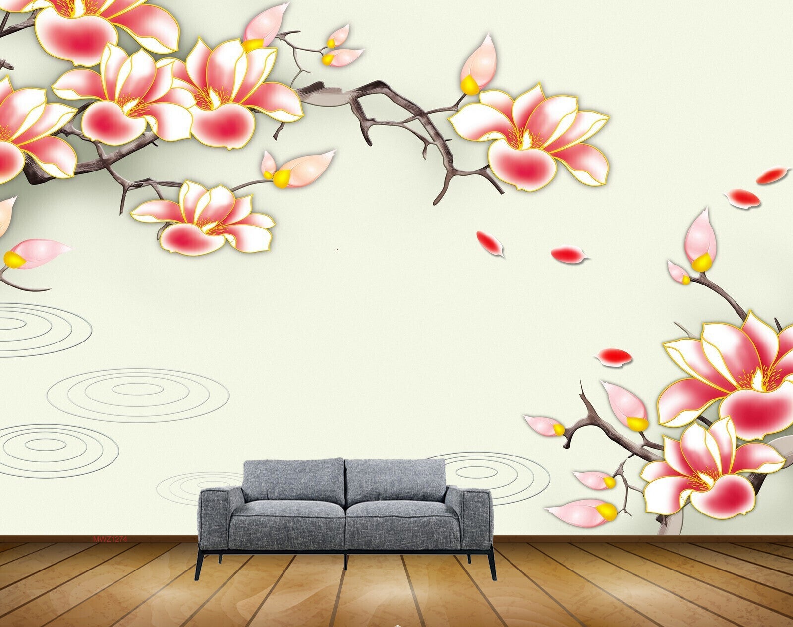 Avikalp MWZ1274 Pink White Flowers 3D HD Wallpaper