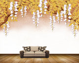 Avikalp MWZ1275 White Flowers Leaves 3D HD Wallpaper