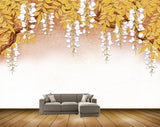 Avikalp MWZ1275 White Flowers Leaves 3D HD Wallpaper