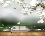 Avikalp MWZ1276 White Flowers Butterflies 3D HD Wallpaper