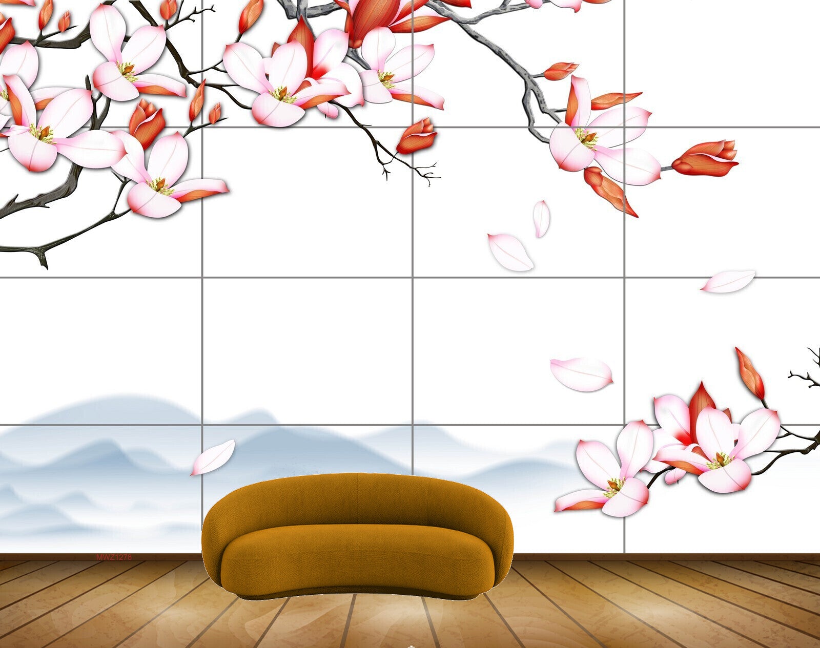 Avikalp MWZ1278 Pink White Flowers Branches 3D HD Wallpaper
