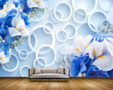 Avikalp MWZ1295 White Blue Flowers HD Wallpaper