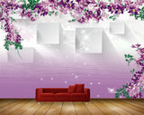 Avikalp MWZ1297 Purple White Flowers Leaves 3D HD Wallpaper
