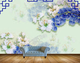 Avikalp MWZ1299 White Blue Flowers HD Wallpaper