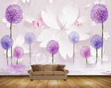 Avikalp MWZ1300 Pink Purple Flowers Butterflies HD Wallpaper