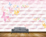 Avikalp MWZ1303 Pink Blue Orange Butterflies 3D HD Wallpaper