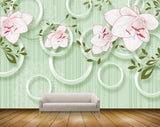Avikalp MWZ1304 Pink White Flowers Leaves 3D HD Wallpaper