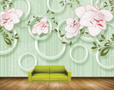 Avikalp MWZ1304 Pink White Flowers Leaves 3D HD Wallpaper