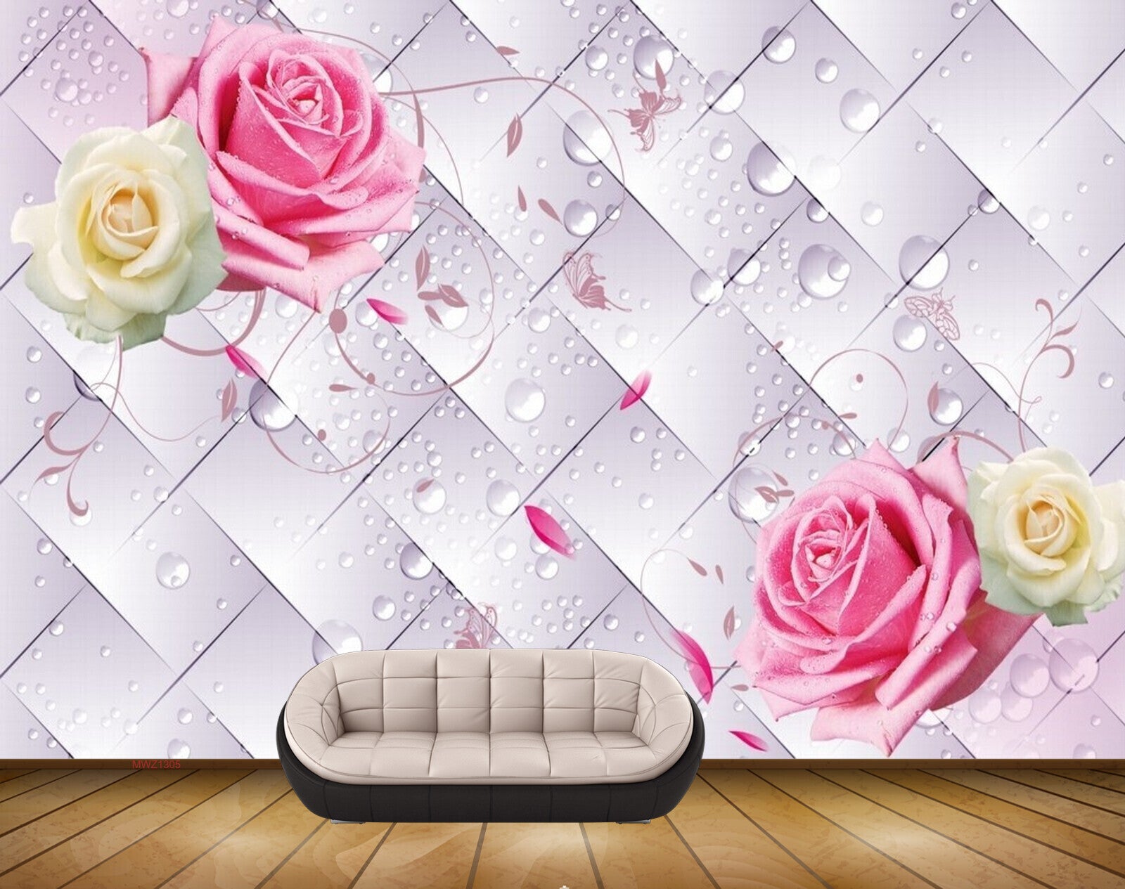 Avikalp MWZ1305 Pink Orange Flowers HD Wallpaper