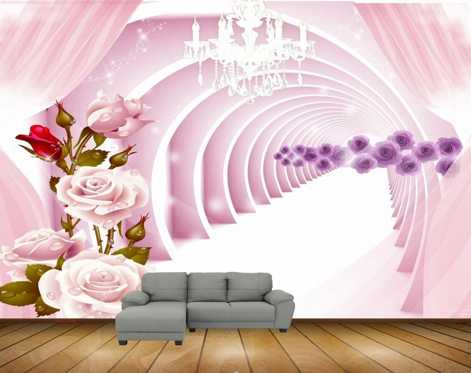 Avikalp MWZ1306 Pink Red Purple Flowers HD Wallpaper
