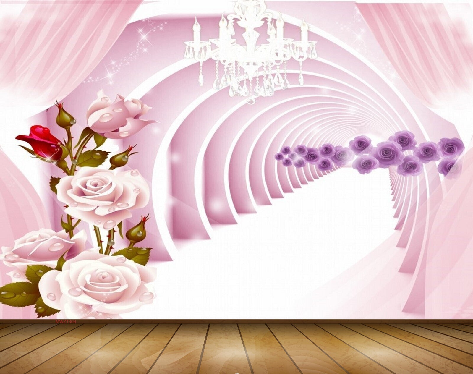 Avikalp MWZ1306 Pink Red Purple Flowers 3D HD Wallpaper