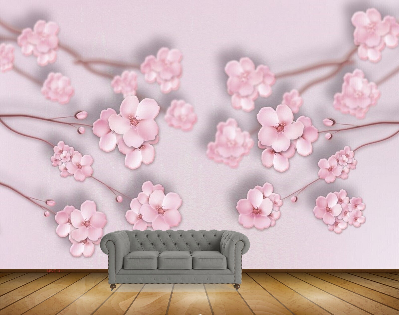 Avikalp MWZ1311 Pink Flowers 3D HD Wallpaper