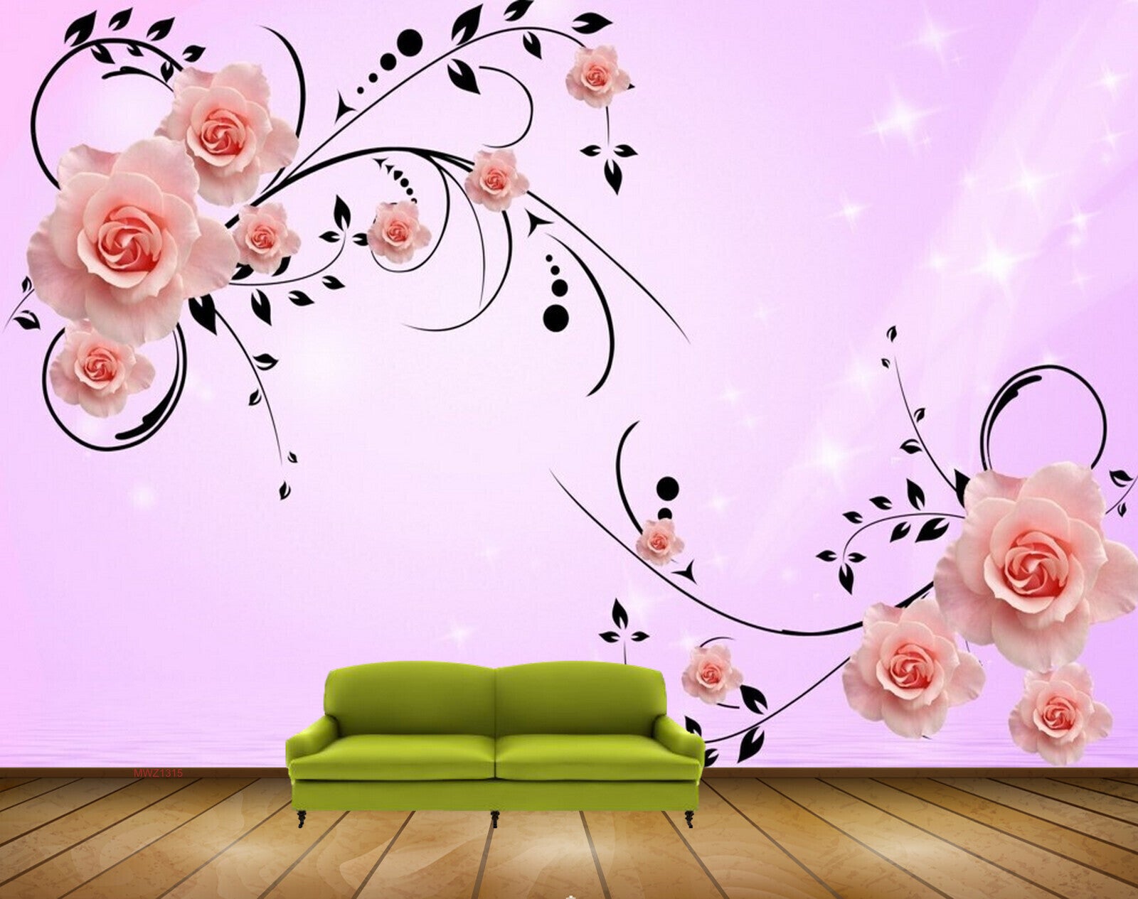 Avikalp MWZ1315 Orange Flowers Branches 3D HD Wallpaper