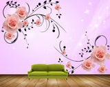 Avikalp MWZ1315 Orange Flowers Branches 3D HD Wallpaper