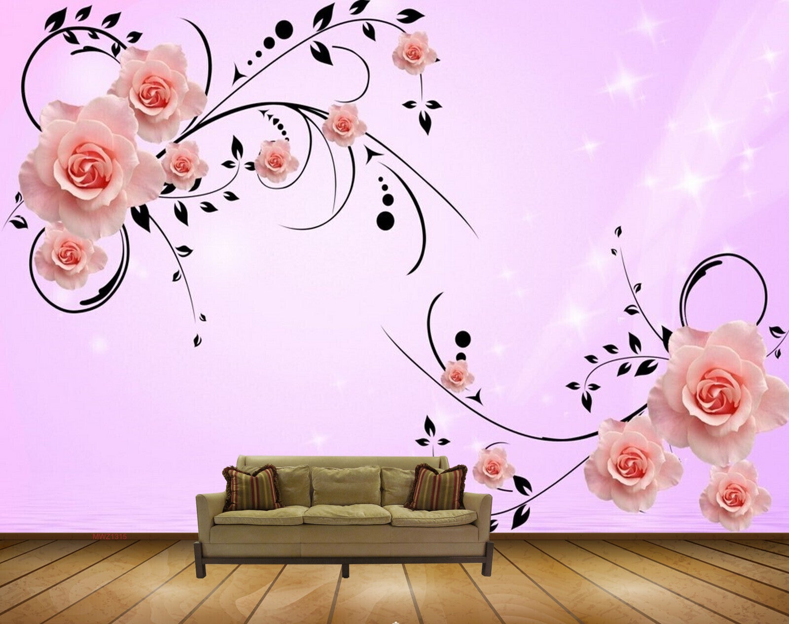 Avikalp MWZ1315 Orange Flowers Branches 3D HD Wallpaper