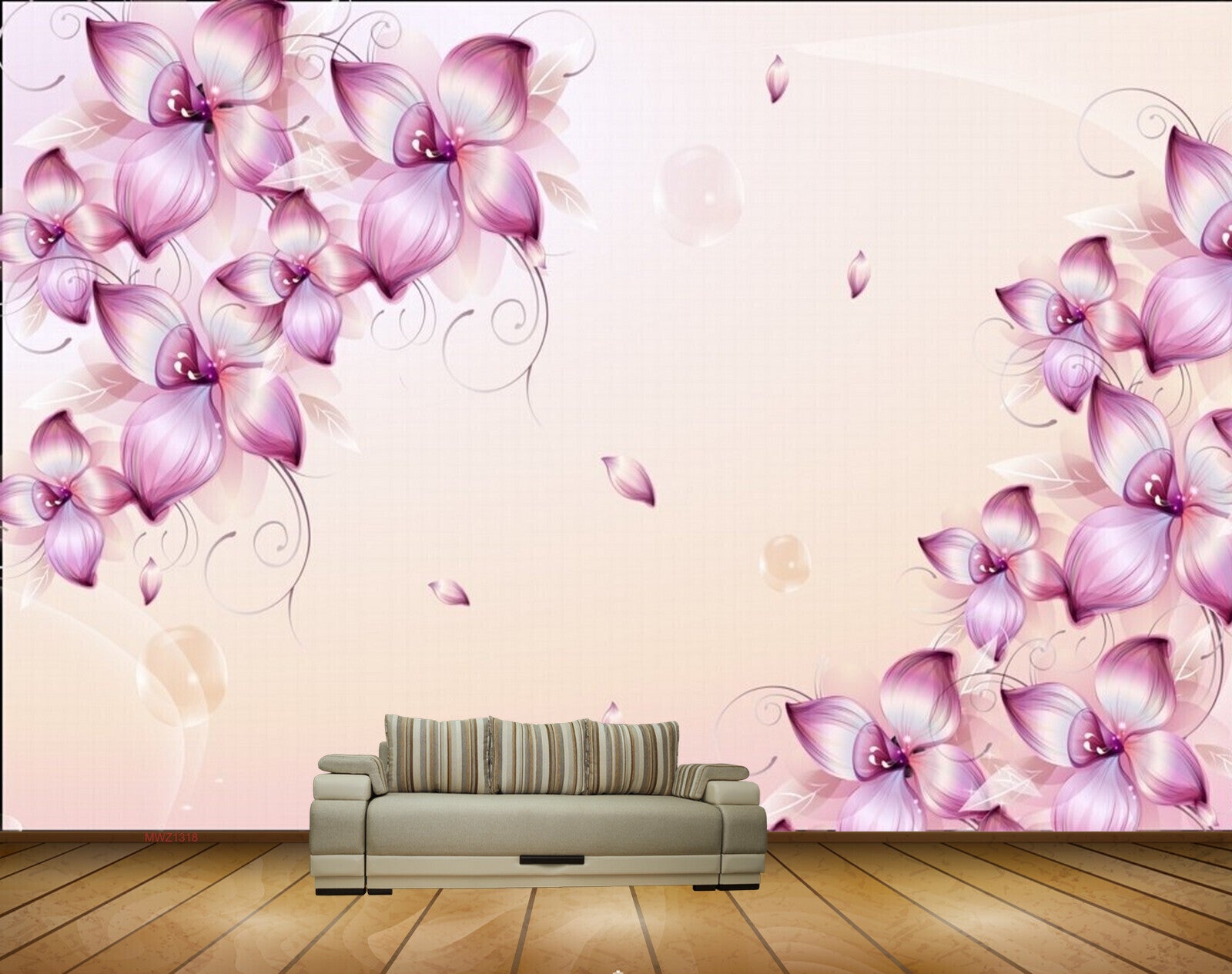 Avikalp MWZ1318 Pink Flowers 3D HD Wallpaper