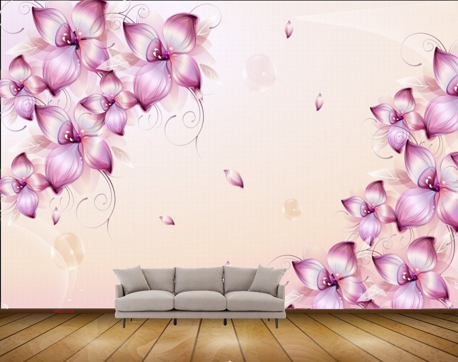 Avikalp MWZ1318 Pink Flowers 3D HD Wallpaper