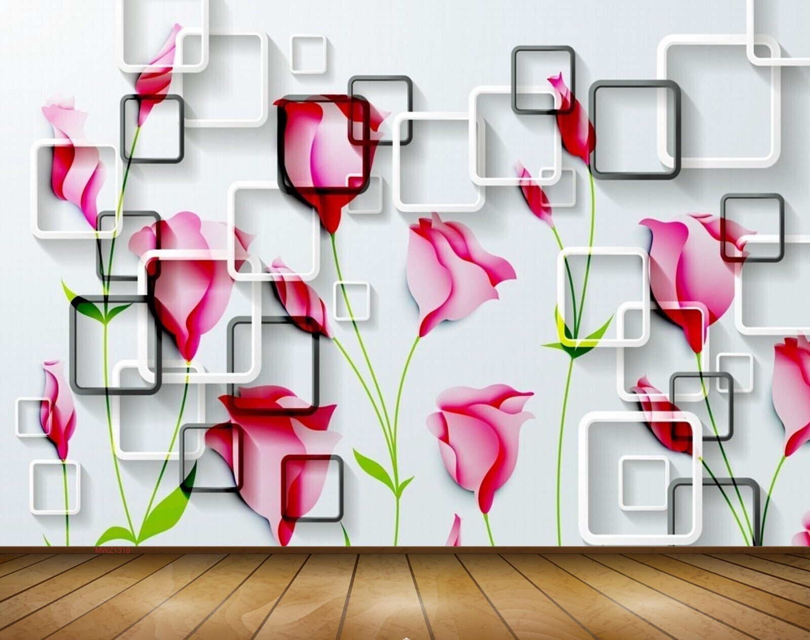 Avikalp MWZ1319 Pink Flowers 3D HD Wallpaper
