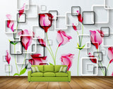 Avikalp MWZ1319 Pink Flowers 3D HD Wallpaper