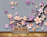 Avikalp MWZ1321 Pink Orange Flowers Branches HD Wallpaper