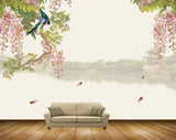 Avikalp MWZ1322 Pink Flowers Branches Birds 3D HD Wallpaper