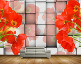 Avikalp MWZ1325 Red Flowers 3D HD Wallpaper
