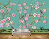 Avikalp MWZ1329 Pink Flowers Birds HD Wallpaper