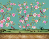 Avikalp MWZ1329 Pink Flowers Birds 3D HD Wallpaper